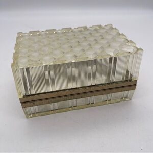 Vintage 1950’s Benrus Lucite Watch Jewelry Box Clear Gold MCM B4